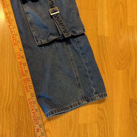 Forever 21 Cargo Utility Jeans Womens 25 Wide Leg Blue Baggy Y2K Skater Grunge - Picture 2 of 7
